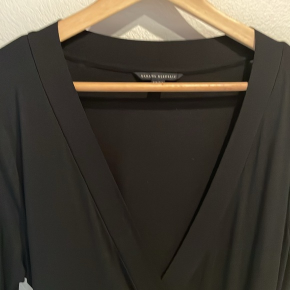 Banana Republic Stretch Jersey Wrap Dress, Black, Size M - Picture 4 of 10